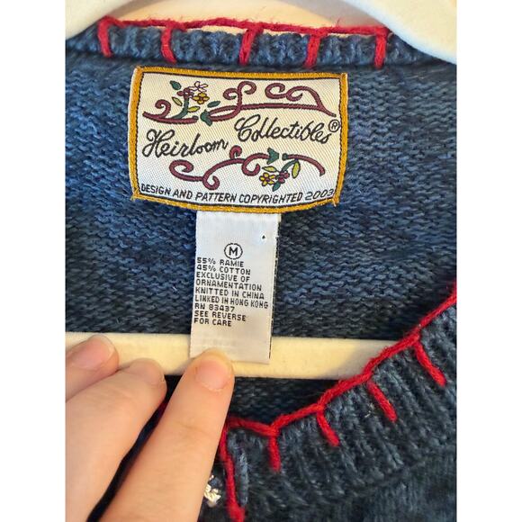 Vintage Heirloom Collectables Y2K Hearts Love Valentines Button Sweater Medium - Picture 4 of 9